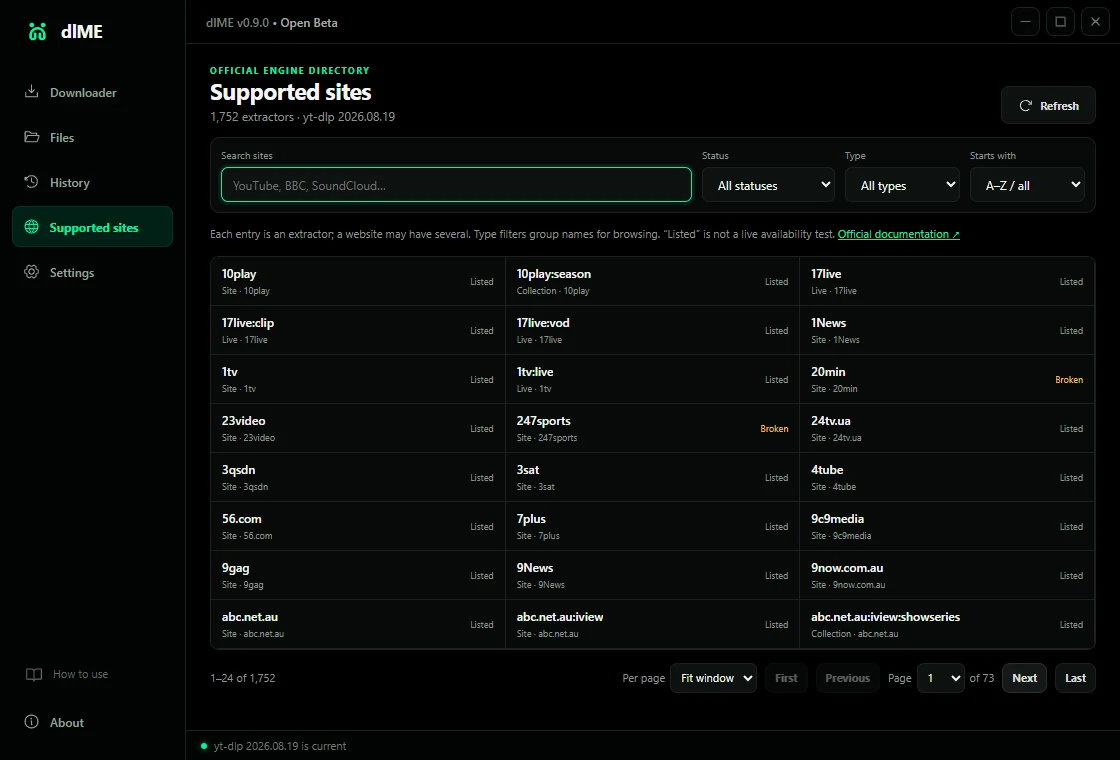The real dlME installed-engine extractor directory